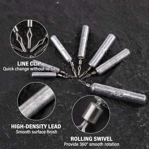 30-Pack Fishing Drop Shot Weights - 1/8oz Pencil Sinkers with Swivel