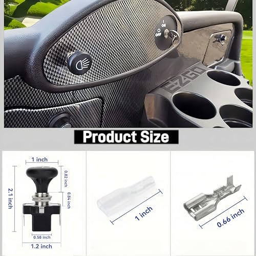 Black Universal Push-Pull Golf Cart Light Switch for EZGO, Club Car, Yamaha