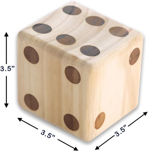 Giant Wooden Yard Dice - Outdoor Game Set of 6 with Two Fun Games for Family Gatherings