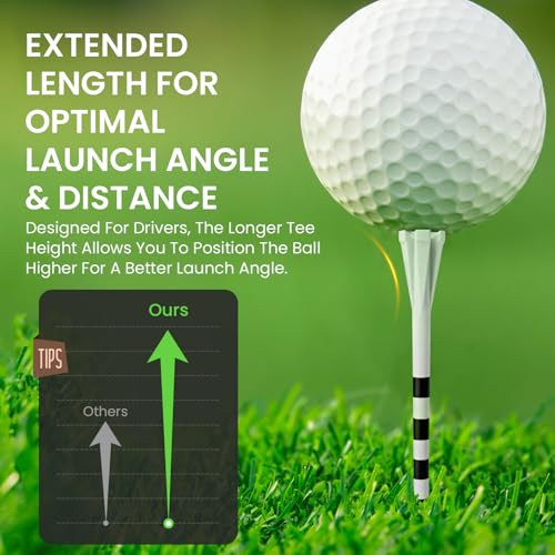 Extra Long Golf Tees - 4 Inch White Plastic Tees for Accurate Shots