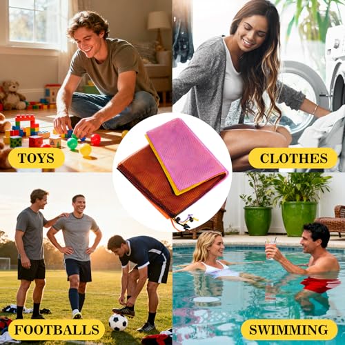 7PCS Mesh Drawstring Bags - Colorful Nylon Storage Bags, 18x12"