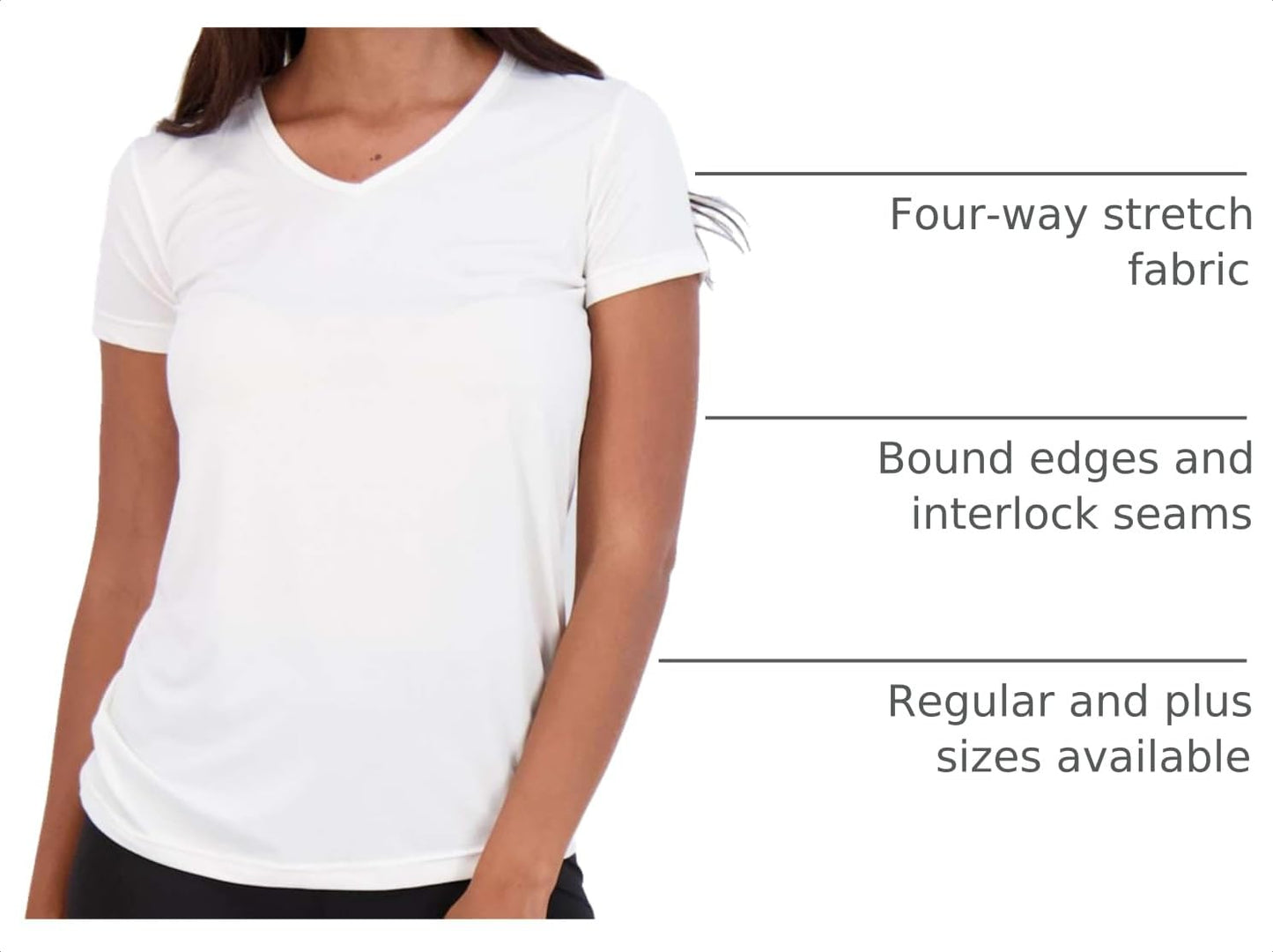 Real Essentials 5 Pack: Women's Dry-Fit Short Sleeve V Neck T Shirt Workout Fitness Yoga Top Tee (Available in Plus Size), Set 9, 3X