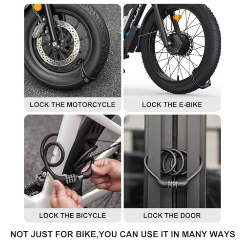 2.62FT Bike Lock Cable - 4-Digit Combination Lock, 10mm