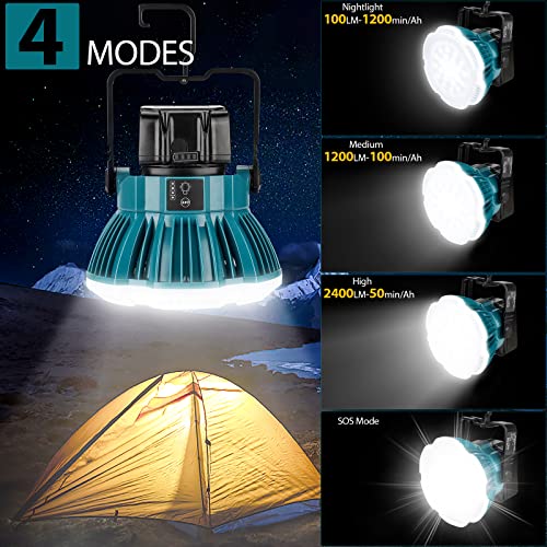 2400LM LED Camping Lantern for Makita 18V LXT Lithium Battery, 24W LED Work Light for Car Repairing , Camping, Emergency and Hurricane, Hiking, Fishing