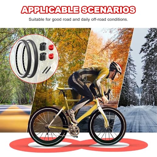 LEFELWEL 2-Pack 26x2.125 Inch Cruiser Bike Tires (Black) with 2 Inner Tubes & Levers