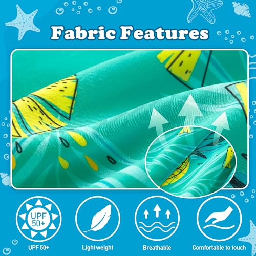 Boys Swim Trunks with Compression Liner - Neon Pineapple, 10-12 Years