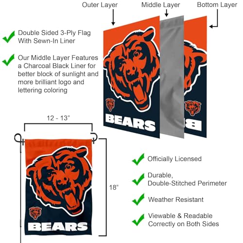 Chicago Bears Double Sided Garden Flag - NFL Team Banner for Yard & Patio