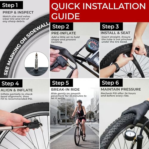 29 Inch Mountain Bike Tubes - Pack of 2, Black, Butyl Rubber