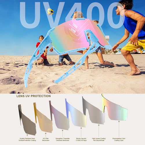 Kids Sunglasses with UV400 Protection - Blue Dark Red Frame Revo Pink Lens