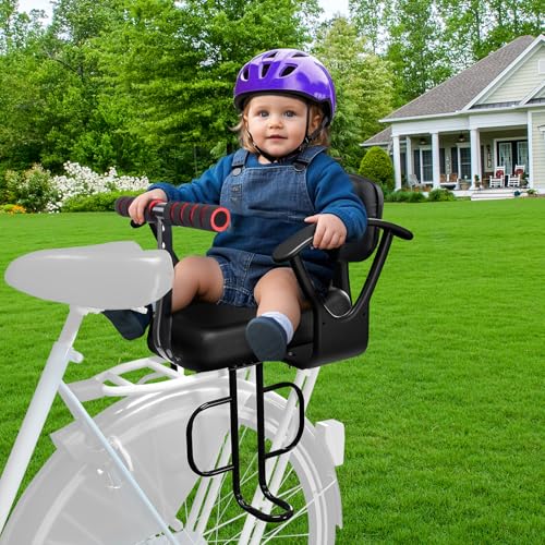 Rear Child Bike Seat - Black, Adjustable Design for Kids 2-8