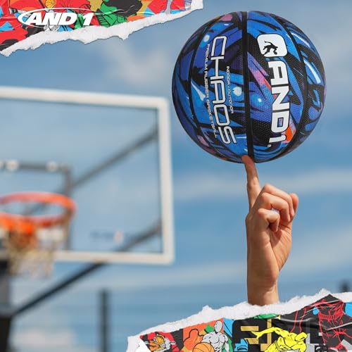 Chaos Rubber Basketball - Official Size 7, Blue Graffiti Design