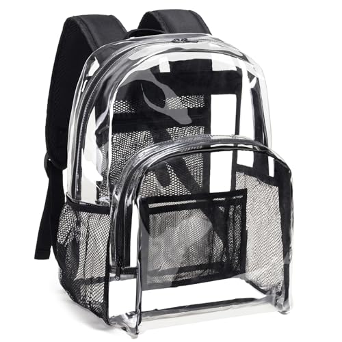 Heavy Duty Clear Backpack - Large Transparent Bookbag for College