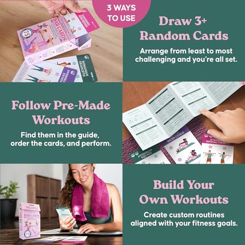 Zinsk 75-Card Pilates Bar Workout Deck for Home Use