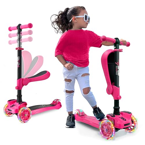 3-Wheeled Kids Scooter with LED Lights, Adjustable Handlebar & Foldable Seat