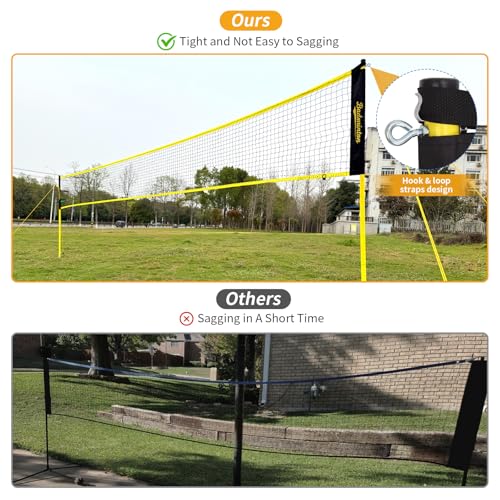 20ft Portable Outdoor Badminton Net Set with Heavy Duty Poles - Yellow & Black