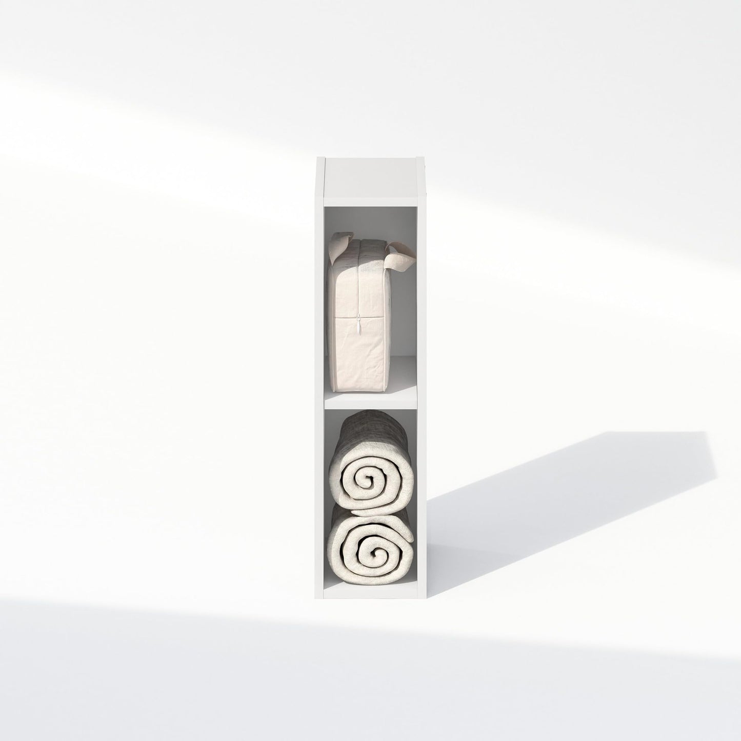 Furinno Reed 2-Tier Closet Organizers and Storage, Closet Organizer, Open Shelf Closet Storage, for Wardrobe, Bedroom, Living Room, 6-Inch Width, White