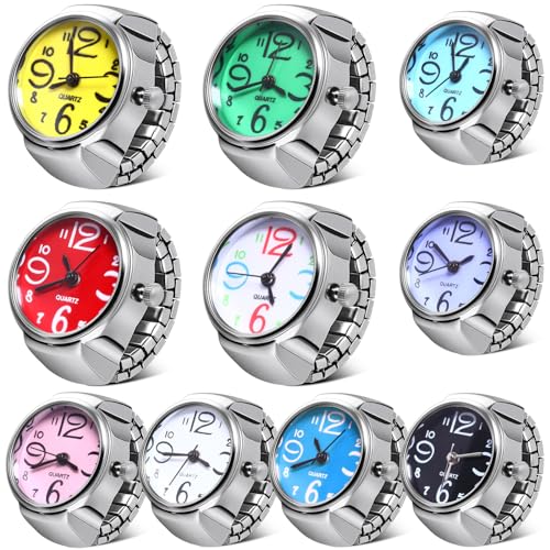 Adjustable Finger Watches - 10 Pcs Creative Quartz Ring Set