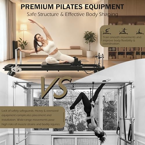Foldable Pilates Reformer Machine - 91 Inch for Home Gym