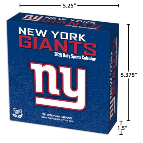 New York Giants 2025 Daily Box Calendar with Trivia