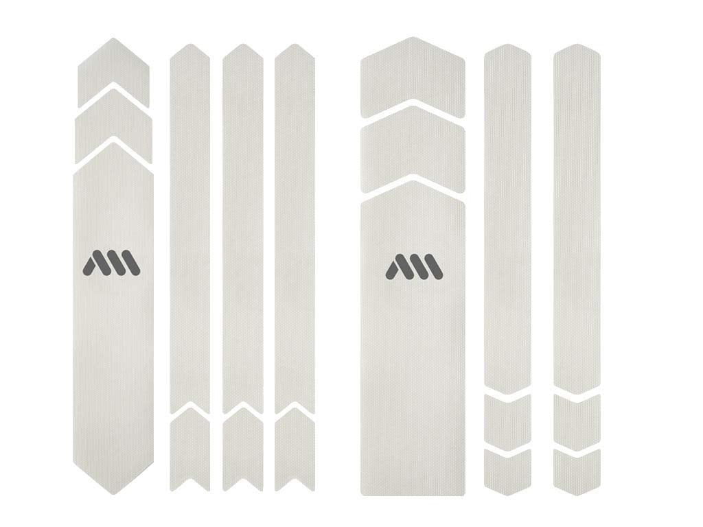 MTB Bike Frame Protector - Honeycomb 380 Microns PVC - Universal Guard for Downhill & Enduro - 18-Piece Set - Clear/Silver