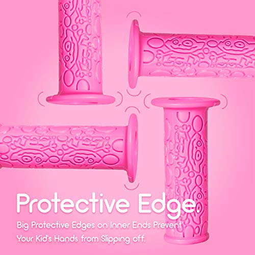 Kids No-Slip Soft Rubber Bike Handlebar Grips - Pink