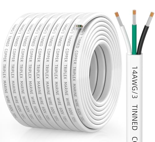 CONEPY 14/3 Marine Wire 50FT - Tinned Copper Cable for Marine & RV Use
