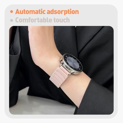 LYSANDRA Magnetic Watchband Compatible with Fitpolo AR-01, Silicone Sport Strong Magnet Strap for aeac AR-01 Smart Watch, for women (Pink)