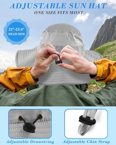 UPF 50+ Sun Hat with Face & Neck Flap - Light Grey One Size
