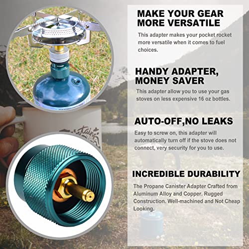 RANDDER Dark Green Propane to Butane Adapter for Camping Stove 1 Pack