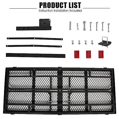 Folding Hitch Cargo Carrier - 60x24x14 Inch, 500 lbs Capacity