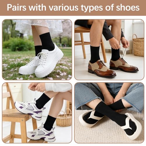 Unisex Tabi Split-Toe Flip Flop Socks - Black, 4 Pairs