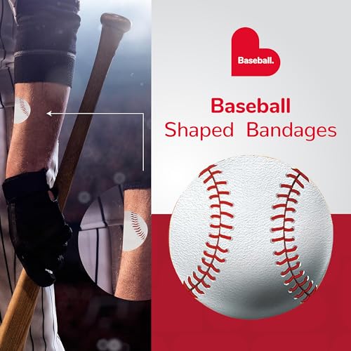 Baseball-Shaped Adhesive Bandages - Latex Free, 24 Count