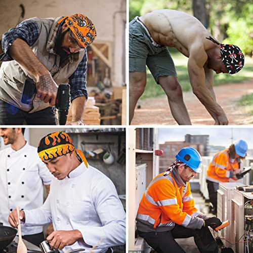 Cooling Skull Cap Beanie - Fire Flames Orange Yellow