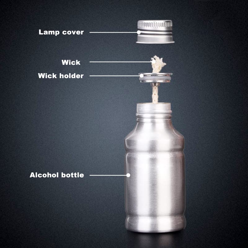 Portable Alcohol Burner Lamp - 100ml Aluminum Alloy, Silver 2Pcs