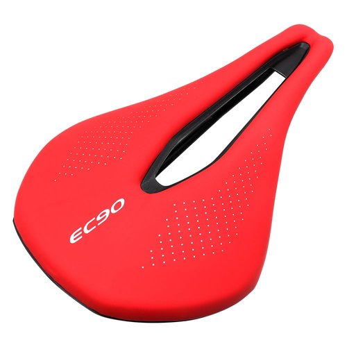 Bicycle Seat Road Bike Saddles PU Ultralight Breathable Comfortable Seat Cushion Bike Racing Saddle Parts Components (Red)