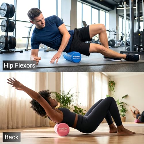 Pink 12-Inch Medium Foam Roller for Back & Muscle Recovery - Nupara Fitness