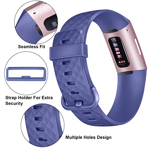 Silicone Replacement Bands for Fitbit Charge 4 & 3 - Large: 7.1-8.7" Wrists - Black, Navy Blue, Slate Grey