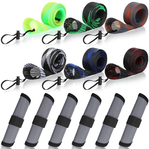 12 Pcs Fishing Rod Sleeves & Lure Wraps Set for Rods, Grey - Teyva Daily