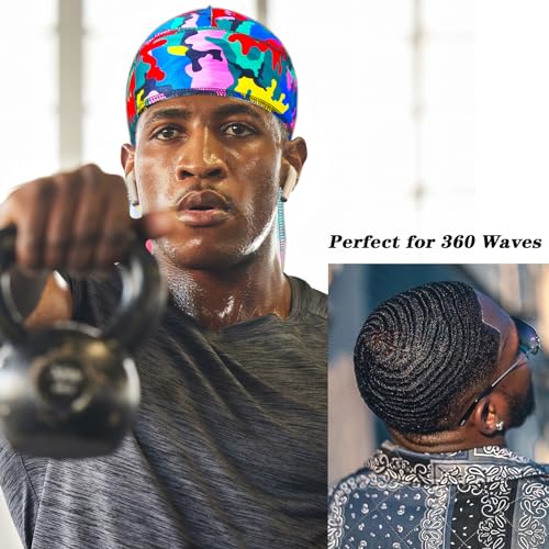 Camouflage Silky Durag for Men & Women - Aqua Camouflage