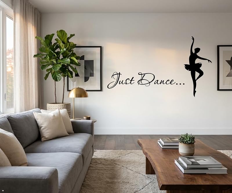 Picniva Just Dance Black Vinyl Wall Decal Studio Decor 10x22