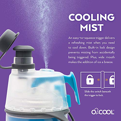 O2COOL Mist 'N Sip Misting Water Bottle 2-in-1 And Function With No