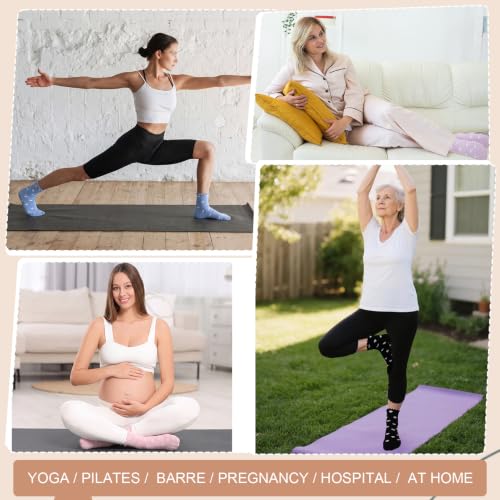 Polka Dot Pilates Socks with Grips - 6 Pairs, Multiple Colors