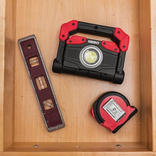 NEBO OMNI 2K Rechargeable Work Light - 2000 Lumens COB, 6 Modes, Magnetic Handles, Built-In Power Bank, Water Resistant, Portable Camping Lantern