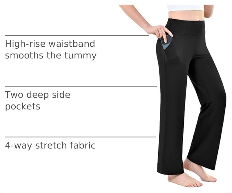 Leafigure Wide Leg Yoga Pants for Women,Sweatpants with Pockets