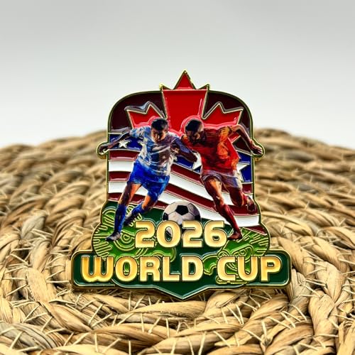 2026 Soccer World Cup Badge Pin - Shiny Enamel Collectible, 2.17x1.97 Inch, Secure Butterfly Clasp - Variation 2