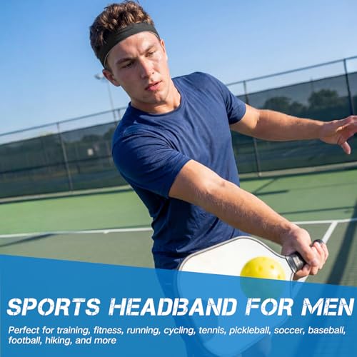 Adjustable Sweat Band for Men - 1 Inch Black Headband for Running