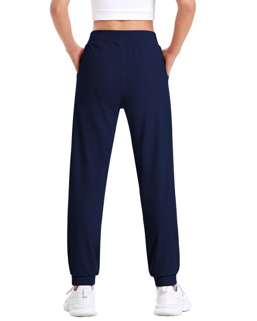 HASMES Girls Joggers Kids Athletic Pants with Pockets Active Pants for Running Yoga Dance Activewear Navy