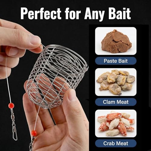 Persei 6Pcs Stainless Steel Fishing Bait Cage Traps – S/M/L Size Kit