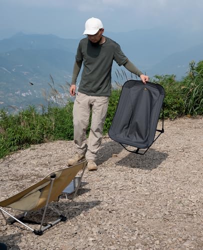 iClimb Low Ultralight Folding Chair (Black Grid) - 1.7 lb, 264 lb capacity