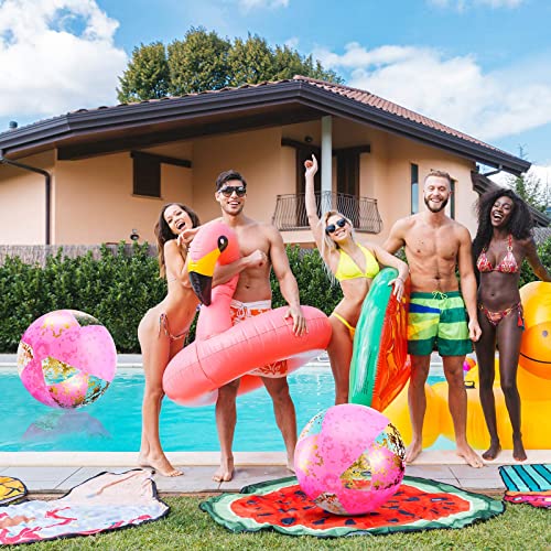 Inflatable Glitter Beach Balls - 16 Inch Pink - Pack of 3